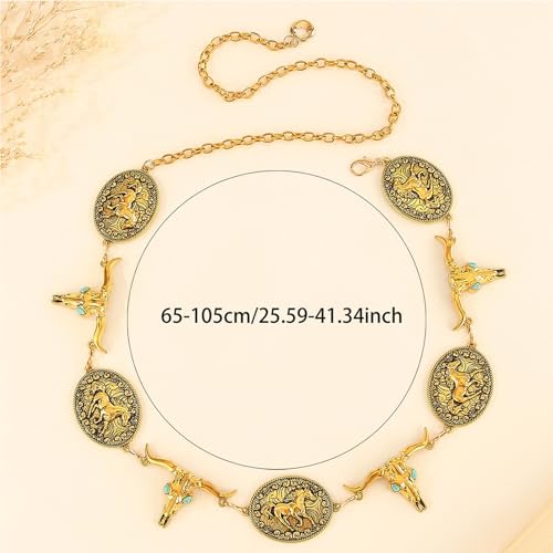 Atiptu Cowgirl Belt for Women Western Metal Concho Belt Boho Turquoise Waist Belts for Dresses Jeans Country Concert Outfit4