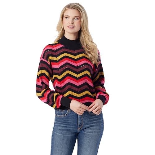 Jessica Simpson Women's Farai Crew Nexk Boxy Fit Textured Sweater Pullover Standard