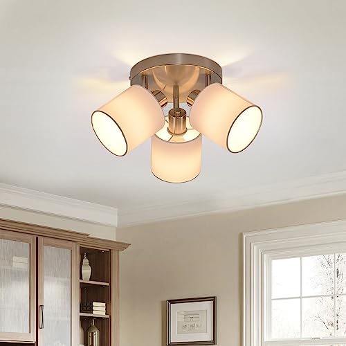 Glitzerlife Faretti da Soffitto Plafoniera Lampada da Soffitto 3 Luce Argento Orientabili Faretto da Parete Moderna E14 Luci da Soffitto per Soggiorno Cucina camera da letto, Lampadina Non Incluse
