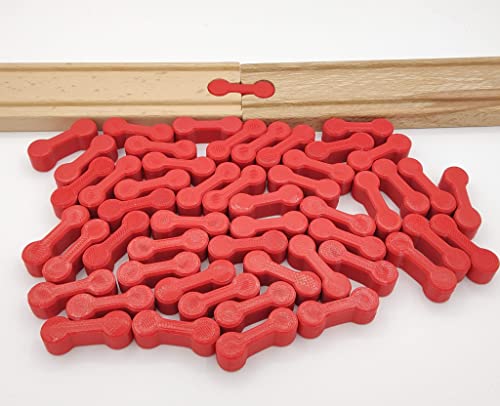 KCMMPF3DPrint Holzeisenbahn 50 Verbindungsstücke | Kompatibel mit verschiedensten Holzeisenbahnen Rot Cover