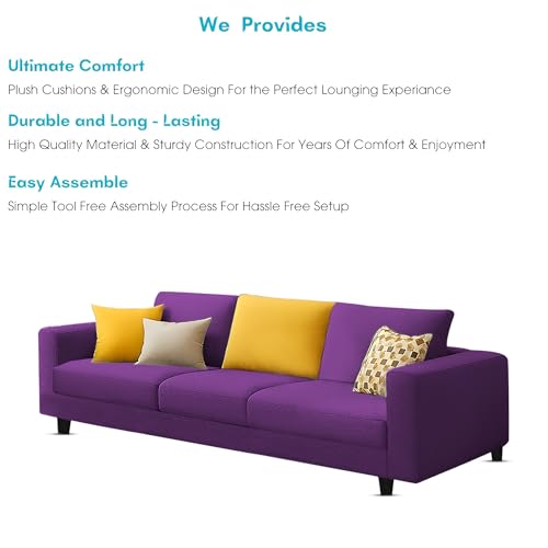 Image of Galib 3 Seater Sofa Set for Living Room (Purple Fabric) Premium Fabric Sofa Set