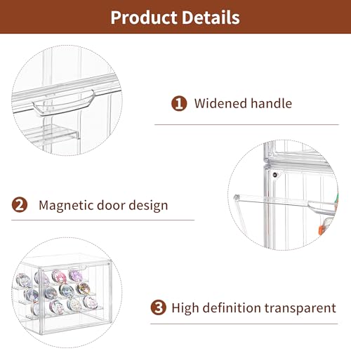Image of Clear Acrylic Display Case Upgrade 4 Tier Figure Display Case with 3 Movable Dividers, Stackable Display Box Showcase with Magnetic Door for Collectibles (Large-2pack)