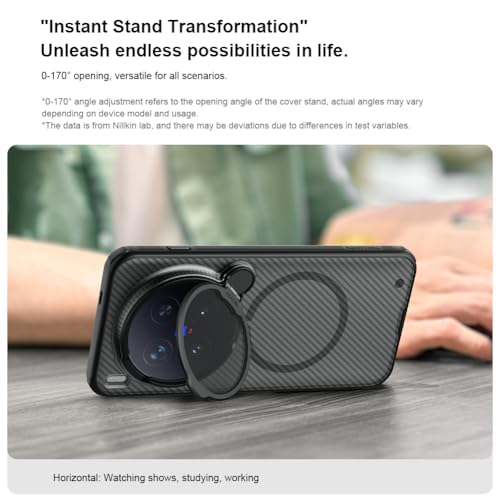 Image of PRITO for Vivo X300 Case with Camera Cover, Compatible with MagSafe, Full Camera Protection, Shockproof Protective, Adjustable Kickstand, Case with Stand. (Transparent Black, X300)
