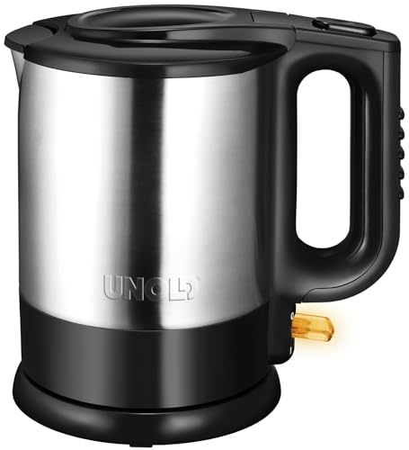 Unold 18015 Wasserkocher - Edelstahl Kettle, Schwarz, 1,5 L, EU Stecker, 2200 W, Blitzkocher, 360° drehbarer Edelstahl Sockel, Trockengehschutz, Abschaltautomatik, integrierter Kalkfilter Unold 18015 Wasserkocher - Edelstahl Kettle, Schwarz, 1,5 L, EU Stecker, 2200 W, Blitzkocher, 360° drehbarer Edelstahl Sockel, Trockengehschutz, Abschaltautomatik, integrierter Kalkfilter