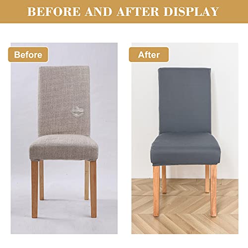 Jin Le Dining Chair Covers Set Of 6 Light Gray, Xl/Oversized Stretch Parson Chair Slipcover Chair Covers For Dining Room Protector Cover Washable Kitchen Chair Cover For Hotel, Wedding, Banquet, Party #TOP5