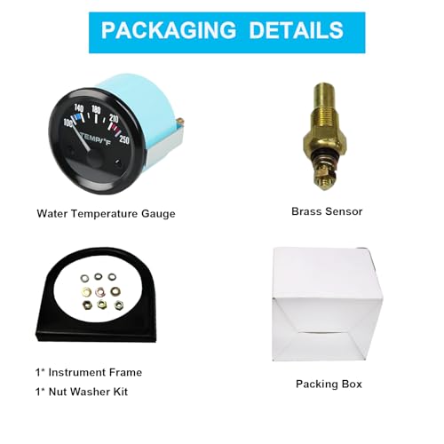 Lagwiuy 789789 Universal 2 Inch 52Mm Water Temperature Gauge Kit, 100-250℉ Water Temp Gauge Kit, Dc 12V Water Temp Thermometer Meter Kit With Sensor For Ship Marine Boat Car Truck Motorcycle Vehicle Automotive thumb #3