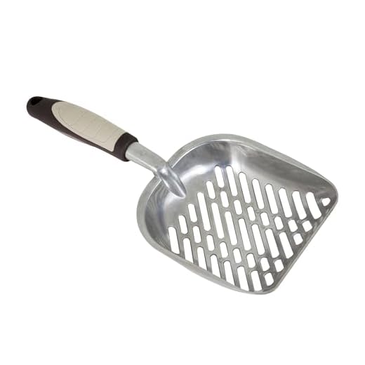 Petmate Metal Cat/Kitty Litter Scoop, Deep Shovel, Premium Non-Stick Large Scooper with Non-Slip Handle & Curved Design for Maximum Coverage