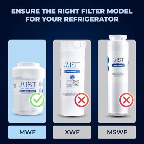 MIST Replacement for MWF Water Filter for GE, Refrigerator Water Filter compatible with MWFP, MWFA, GWF, HWF, Smart Water, WFC1201, Kenmore 9991, 469991, WFC1201, GSE25GSHECSS (2 pack)