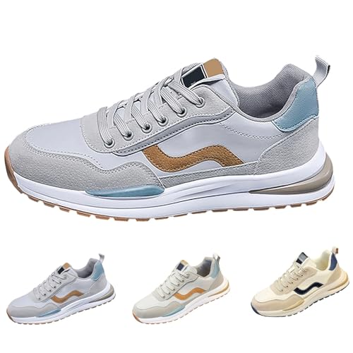 Zapatillas deportivas para correr para hombre, informales, con cordones, ligeras, cómodas, atléticas, para fitness, exteriores, duraderas, antideslizantes, para caminar, gris, 38 2/3 EU