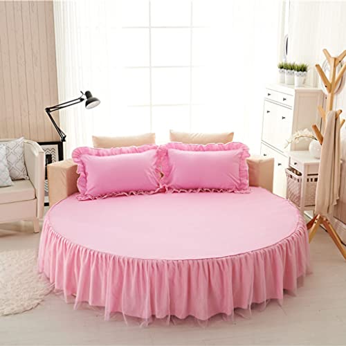 QUNCUNG Color Sólido Redonda Bedding Ruffled Bedskirt,Cubre Canapé Colcha Antideslizante Reina Rey Soltar Volantes Falda De Cama Cubre Unda De Somier-G-Cama Redonda de 2,2 m de diámetro Cover