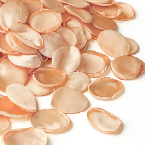 Floroom 300pcs Rose Petals Champagne Gold Faux Silk Flower Petals for Wedding Flower Girl Basket Aisle Scatter Dinner Table Centerpieces Party Confetti Bridal Shower Romantic Night Decoration