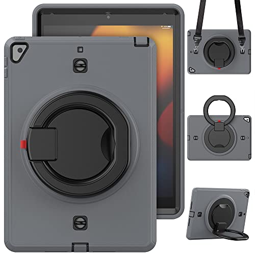 Case for iPad 9/8/7 2021/2020/2019 10.2 Inch Handheld Flat Shell Shockproof and Robust with 360° Folding Rotating Stand