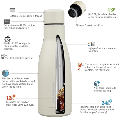 Image of BJPKPK 12 oz Small Mini Water Bottle, Insulated Stainless Steel Flask
