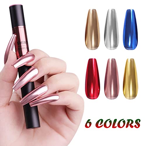 BAQI 2er Pack Magic Chrome Nail Powder Pen Holographische Luftkissennägel Kunststifte mit Spiegeleffekt DIY Glitter… – Bild 2