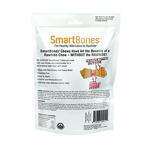 SmartBones Rawhide-Free Peanut Butter Mini Bones 16 Count (Pack of 1) SmartBones Rawhide-Free Peanut Butter Mini Bones 16 Count (Pack of 1)