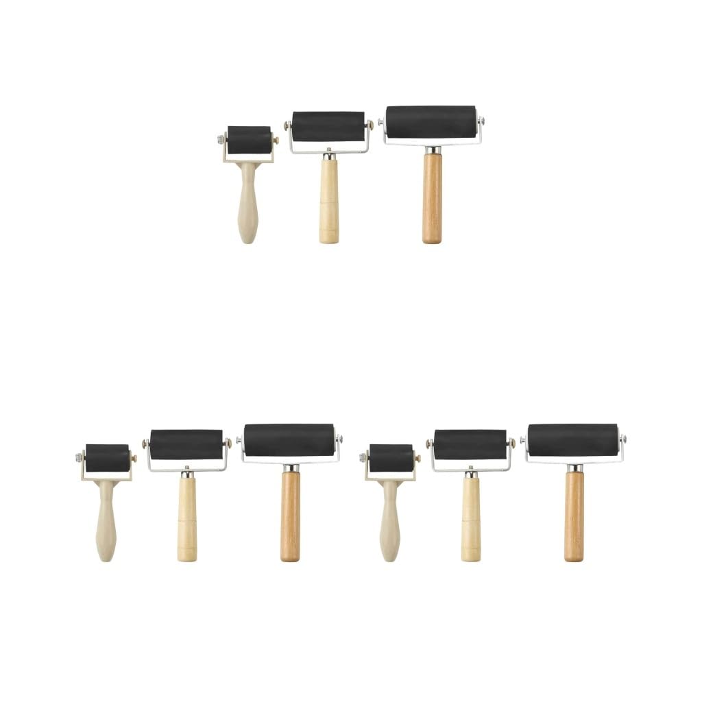 3 Set 3 Stück Druckwalze Druckherstellung Holzgriff für geschnitzte Oberflächen Tapeten