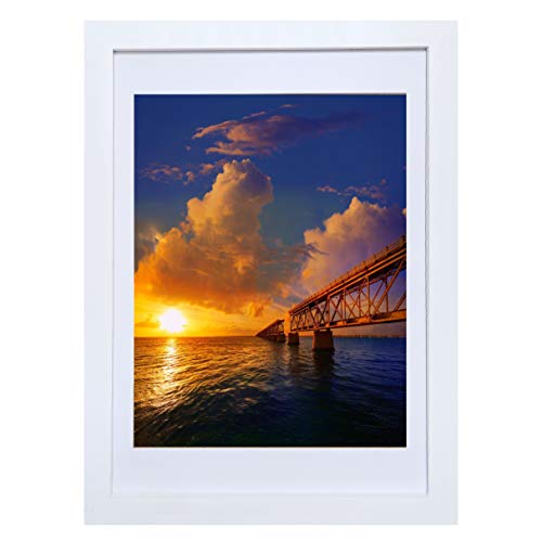 Teinjin 10X14 Picture Frames Made Of Solid Wood Display 8.5X11 With Mat Or 9.5X13.5 Without Mat Diamond Painting Frame Wall Hanging Or Tabletop(White) #TOP2