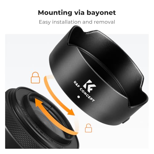 Image of K&F CONCEPT Lens Hood Replace of EW-65C Hood Compatible with Canon RF 16mm F2.8 STM Reversible Snap on Camera Lens Shade Fits 43mm Filters and Lens Cap