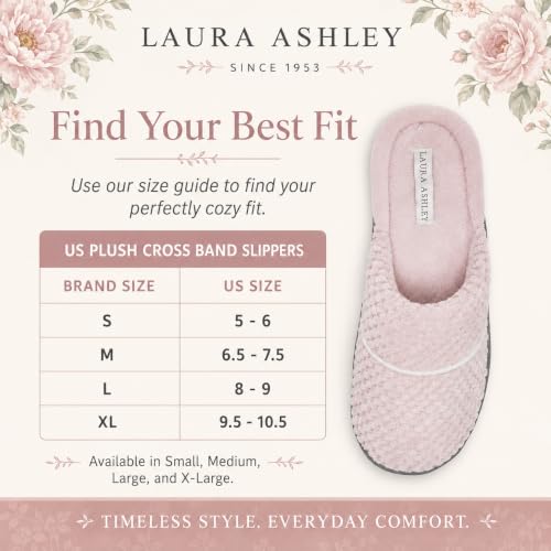 Image of Laura Ashley Women's Spa Slip-On Rugged Scuff Slipper, Non-Slip House Slippers with Cushioned Insole for Ladies