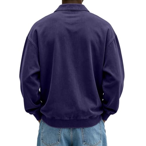 Washed Polo Shirts for Men Big and Tall Long Sleeve Tshirts Casual Pullover - image 5