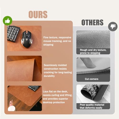 Tapis de souris imperméable et résistant aux taches en cuir de bureau - 6