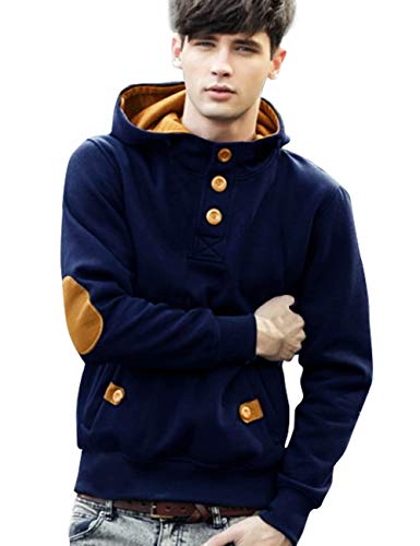 Image of EYEBOGLER Men's Cotton Knited Sweatshirt (SW4-NBMT P2 Navy Blue-Mustard XXL)