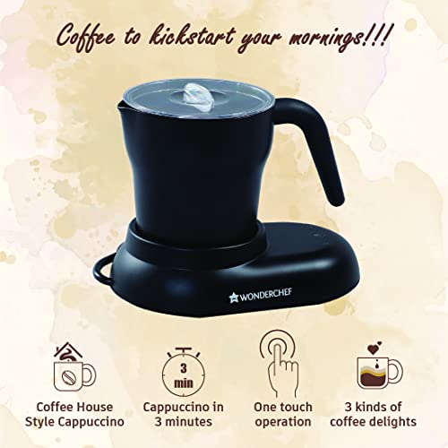 Image of Wonderchef Cuppaccino Coffee Maker, Coffee, Hot Chocolate and Cold Coffee in 3 Minutes, Black, 550W, 2 Years Warranty