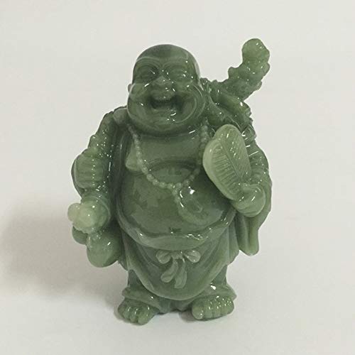 VAWAA Chinois Feng Shui Laughing Buddha Statue Sculpture Man-Made Jade Stone Home Decoration Lucky Maitreya Buddha Statues Figurines