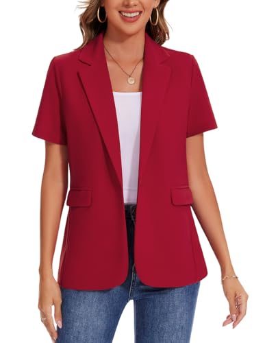 MINTLIMIT Women's Button Front Blazer Jacket Work Office Short Sleeve