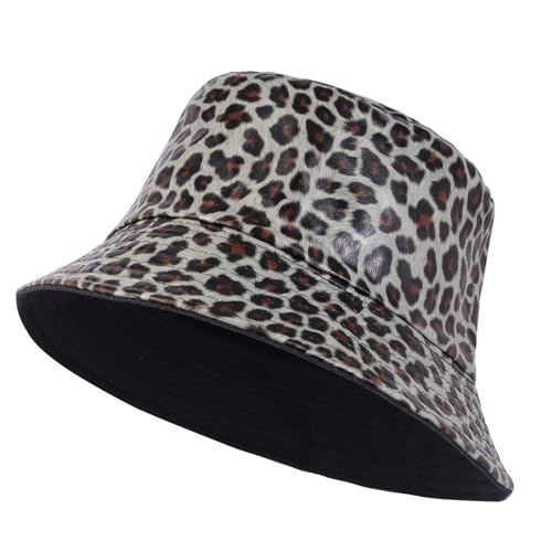 Image of Unisex Black Bucket Hat Waterproof Rain Hat Reversible Shiny Rave Bucket Hat for Concert Festival
