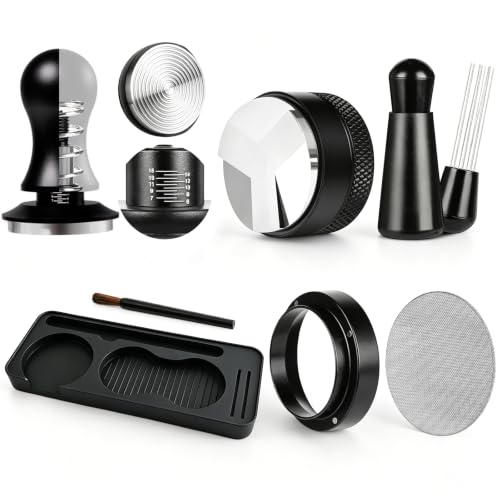 7 PCS Espresso Accessories Set with 53.3mm Spring Loaded Tamper
