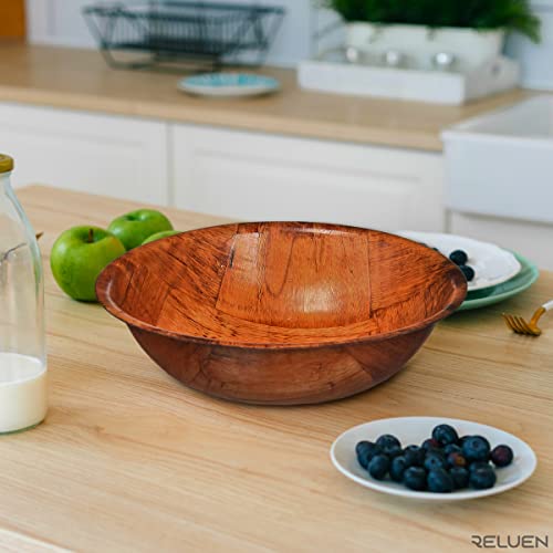 Reluen 6 Pcs Wooden Salad Bowl Set - 8 Inch Salad Bowls For Lunch Woven Wooden Bowls For Food Snack Bowls For Kitchen Set - Fruit Bowl Decorative Bowl Fruit Bowl Wood Salad Bowl Set Serving Bowls #TOP5