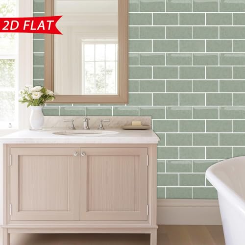 Celestdeco 10 Stück Klebefliesen Küche Kachelaufkleber Fliesenaufkleber Küchenrückwand Fliesen Metro Fliesen Wandfliesen Selbstklebend Grün Bad Küche Keramikfliesen 30 x 30cm