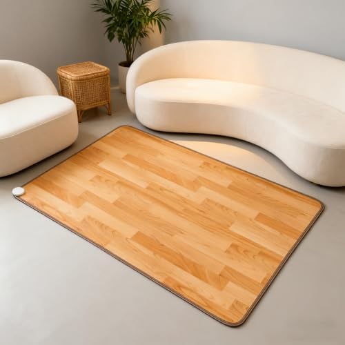 Electric Heated Area Rug - Radiant Floor Heater with Adjustable Temperature & 12-Hour Timer, Perfect for Indoor Living Room or Office, Large 140 x 200 cm Size