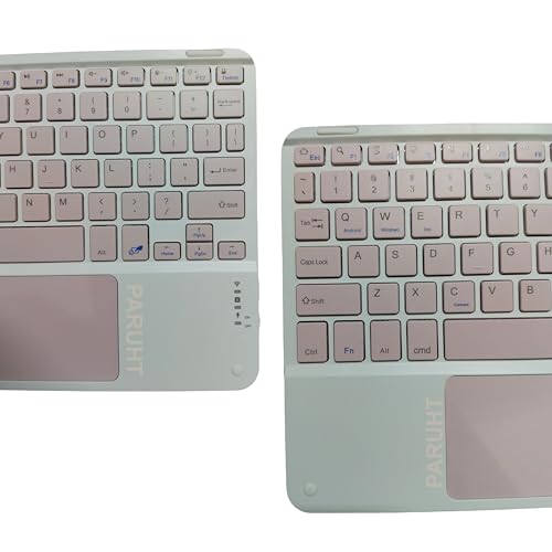 Image of Wireless Bluetooth Keyboard with Touchpad Rechargeable Slim Lightweight Like Air Multi-Device Portable for Tablet, Laptop, Smart TV, PC, Pink BTW-TOUCH42
