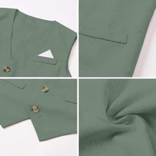 Image of SANGTREE Boy Suit Cotton Linen Tuxedo Clothes Set Baby Formal Outfit 3M-9Y