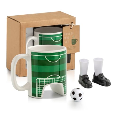 Ginfisen Soccer Mug Funny Coffee Cup Novelty Ceramic Mug With Cute Soccer Ball and Finger...