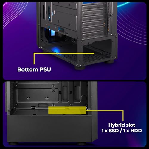 Image of ZEBRONICS Troy Mid-Tower Premium Gaming Cabinet ATX /MicroATX /MINI ITX,1x 120mm Rear Fan, Halo Glow Ring RGB Fans,RGB LED Modes,Tempered Glass Side Panel, USB 3.0,Magnetic Dust Filter