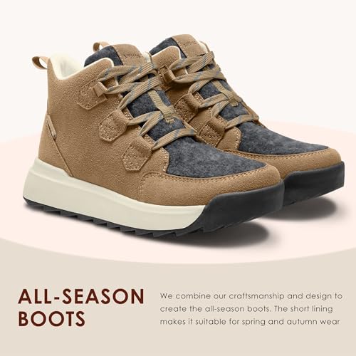 Women's Winter Warm Snow Boots for Women Comfortable Water-Resistant Womens Ankle Boots Fashion Booties(camel,8.0)4