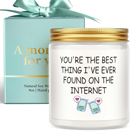 Funnyuncle Youre The Best Thing I Found on The Internet Candles for Women Men Friend 9oz Lavender Scented Soy Wax Gift for Boyfriend Girlfriend Anniversary Birthday Valentines Day Gifts