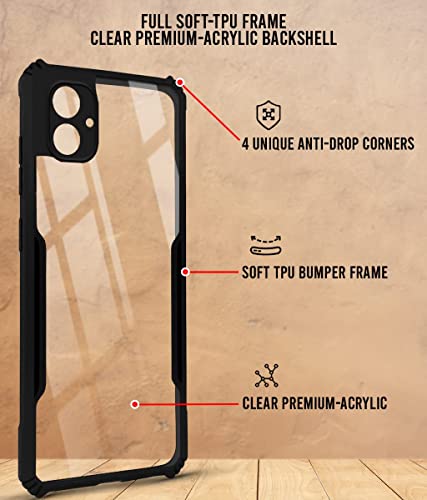 Image of Jkobi Back Cover Case for Samsung Galaxy A04 | A04E (Crystal Glass Back | Camera Protection | Shockproof Bumpers | Professional Black)