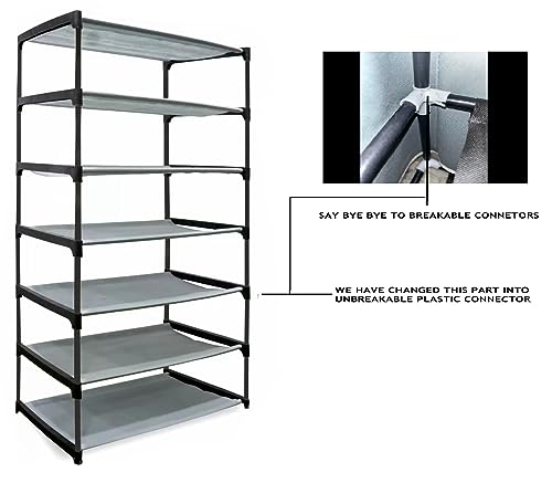Image of CMerchants Multipurpose Portable Space Saving /Rack Shelf Organizer 6 Layer Shoe Rack Organizer Stand (Grey), Metal, 300 Mm Depth