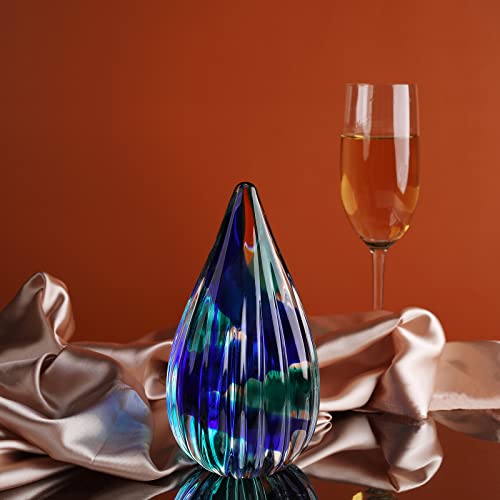 Yao Yuan Hand-Blown Glass Sculpture - Murano-Style Glass Statue and Figurine - Wonderful Gift, Green-Blue