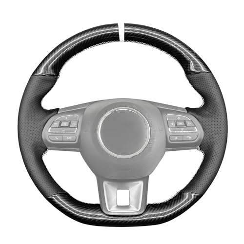MEWANT Stitch PU Leather Carbon Fiber Non-Slip Steering Wheel Cover for MG ZS EV HS MG3 MG5 MG6 EZS 2018-2023