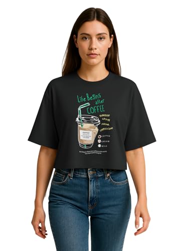 Image of HELLCAT Beige Printed Loose Fit Crew-Neck Crop T-Shirt for Women
