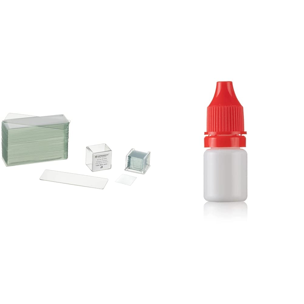 Bresser Set vetrini (50) e coprivetrini (coprioggetto) 18x18mm (100) per microscopio & 5912300 Olio di Immersione nD=1.515
