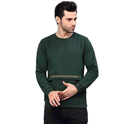 Image of Rigo Fleece Printed Round Neck Sweatshirt for Men | Full Sleeves Sweatshirt for Men | Casual Wear & Stylish Sweatshirts for Men