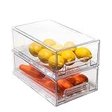 YouLike 2pack Clear Pull-Out Bin Stackable Refrigerator Organizer Drawer Plastic Cabinets Pantry...