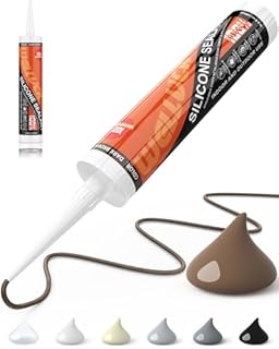 WELLUCK Dark Brown Silicone Caulk, 100% Waterproof Silicone Sealant Adhesive Caulking,for RV, Kitchen,Bathroom, Window, Door, Glass,10.2FL.OZ/300ML (1Pack)