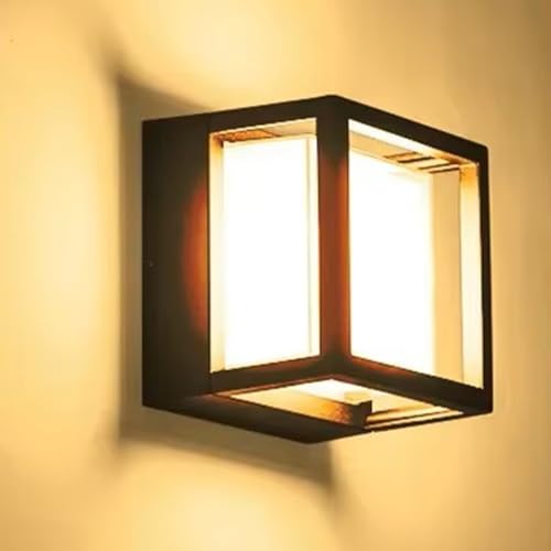 Image of fizzytech 5W LED Square Wall Light, Waterproof Metal Body with Acrylic Cover, Warm White Indoor & Outdoor Wall Lamp for Balcony, Garden & Home